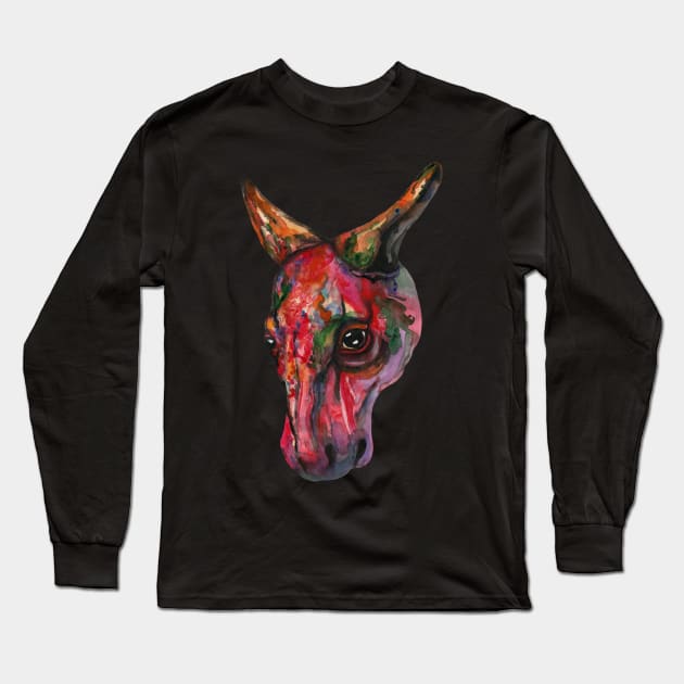 Strange cow skull Long Sleeve T-Shirt by deadblackpony